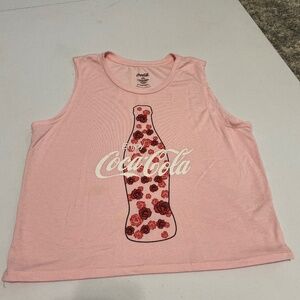 Coca Cola womens medium 8-10 rose floral pop Coca Cola pink tank top